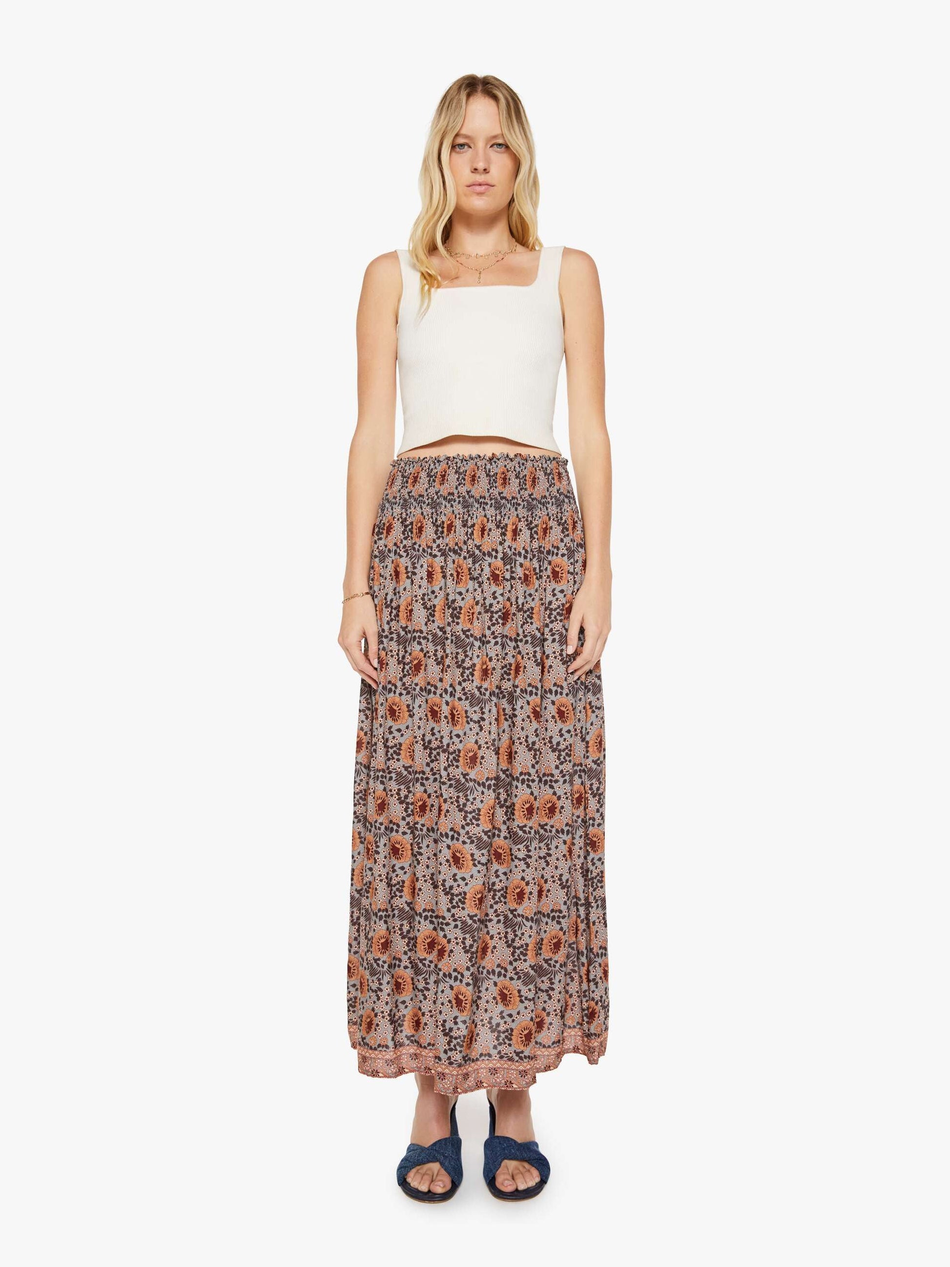 Mother Denim Natalie Martin Bella Skirt VINTAGE FLOWERS SLATE