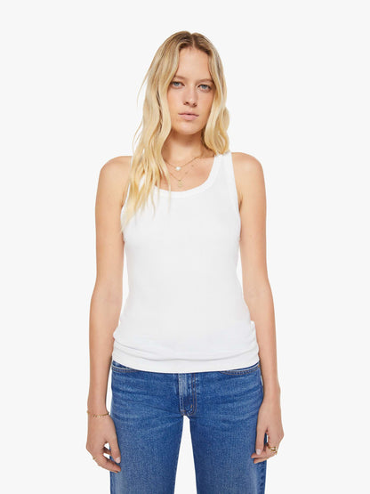 Mother Denim SPRWMN Rib Fitted Scooped Tank White
