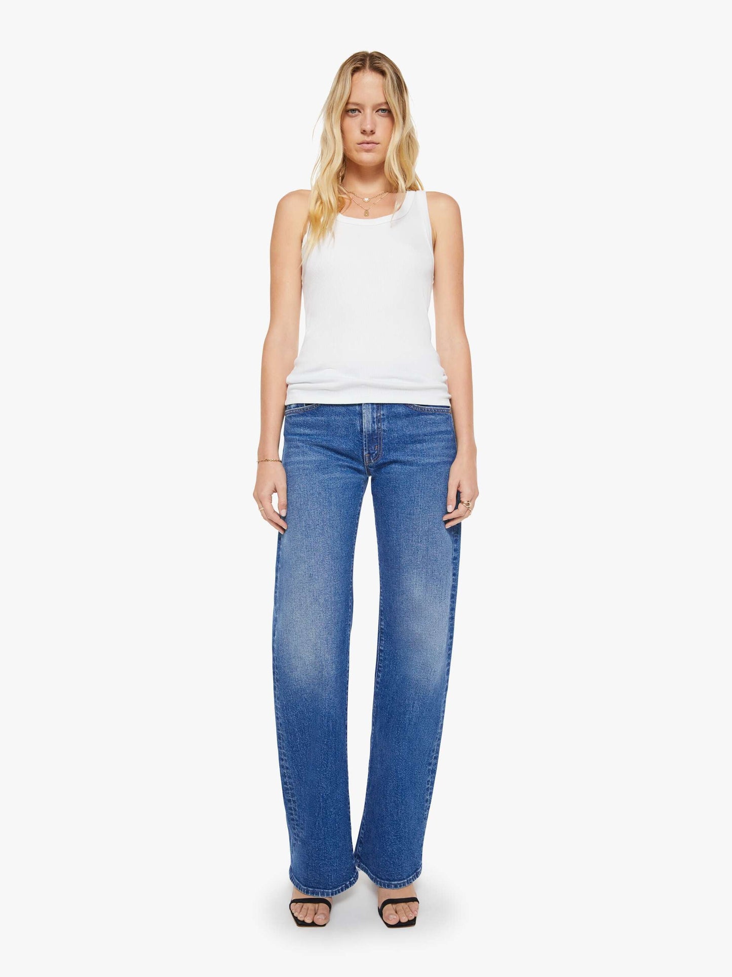 Mother Denim SPRWMN Rib Fitted Scooped Tank White