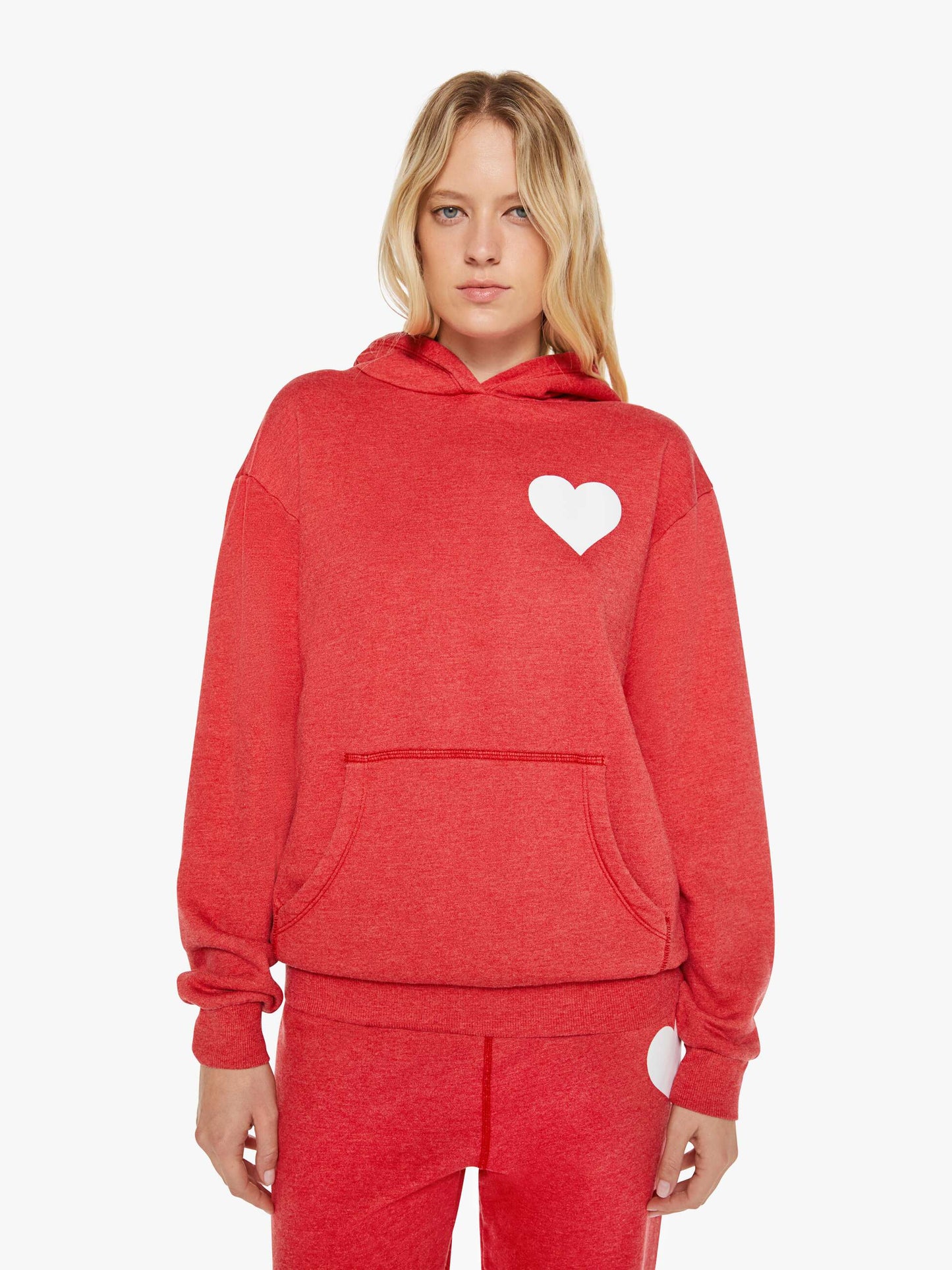 Mother Denim SPRWMN Heart Hoodie Red