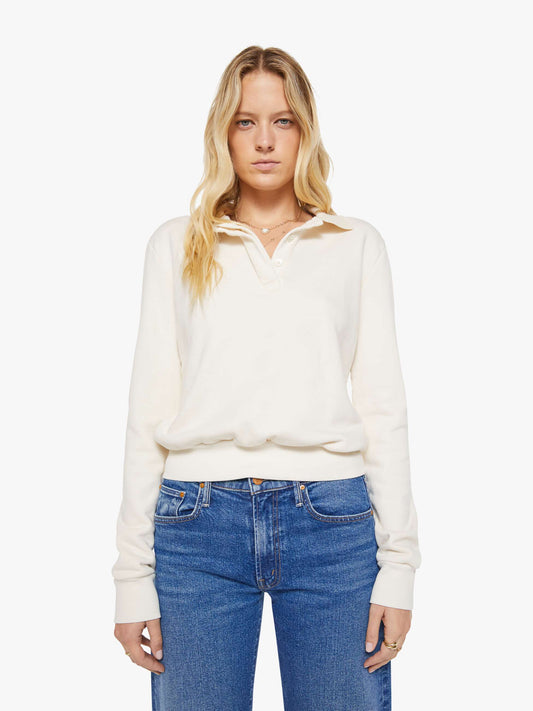 Mother Denim SPRWMN Polo Sweatshirt White (Open)