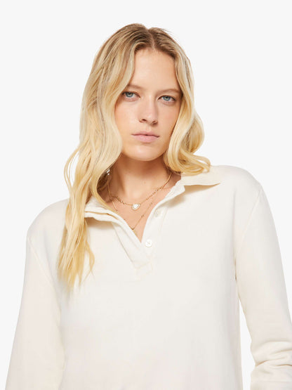 Mother Denim SPRWMN Polo Sweatshirt White (Open)