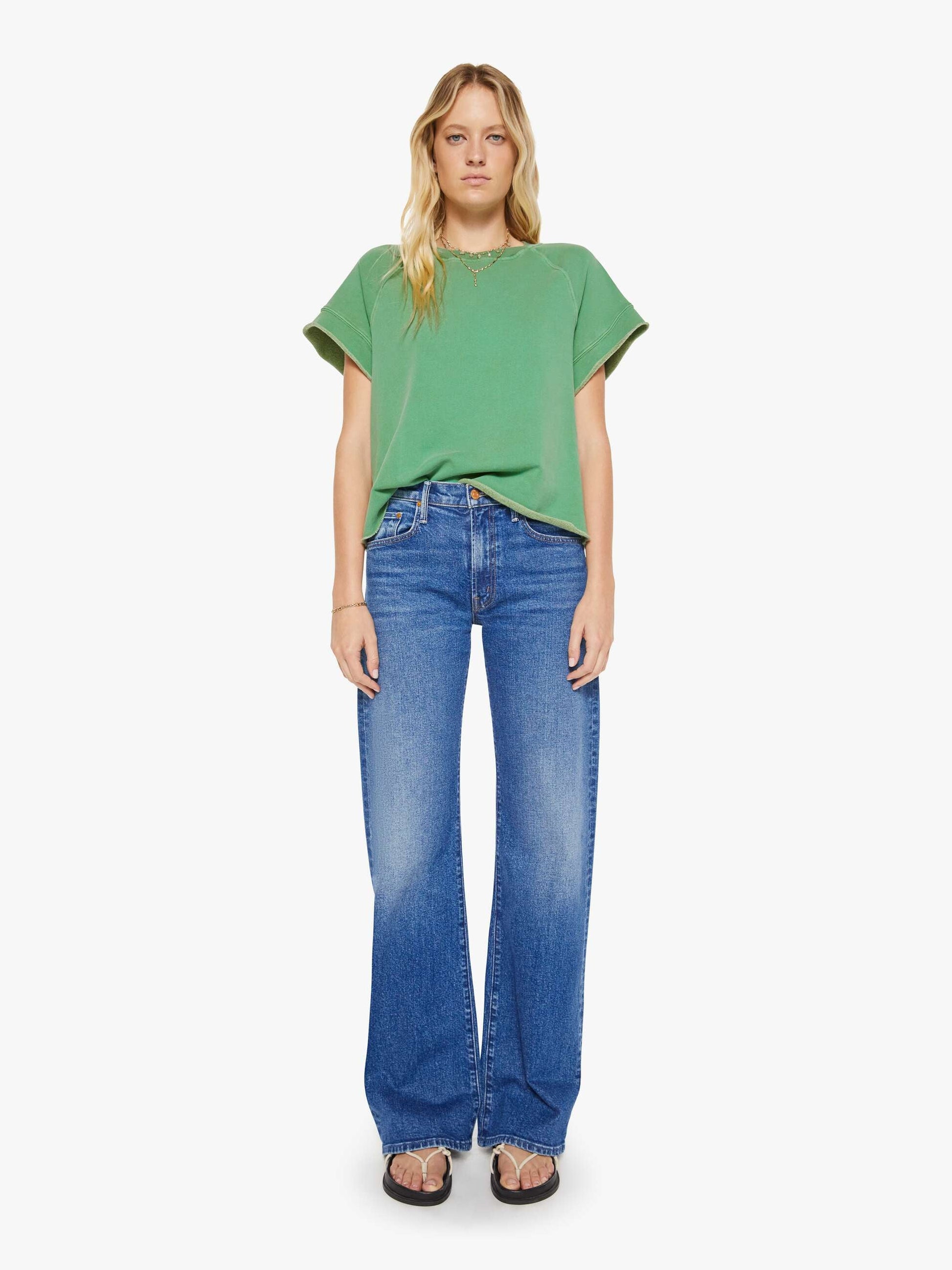Mother Denim XiRENA Callie Sweatshirt ALOE GREEN