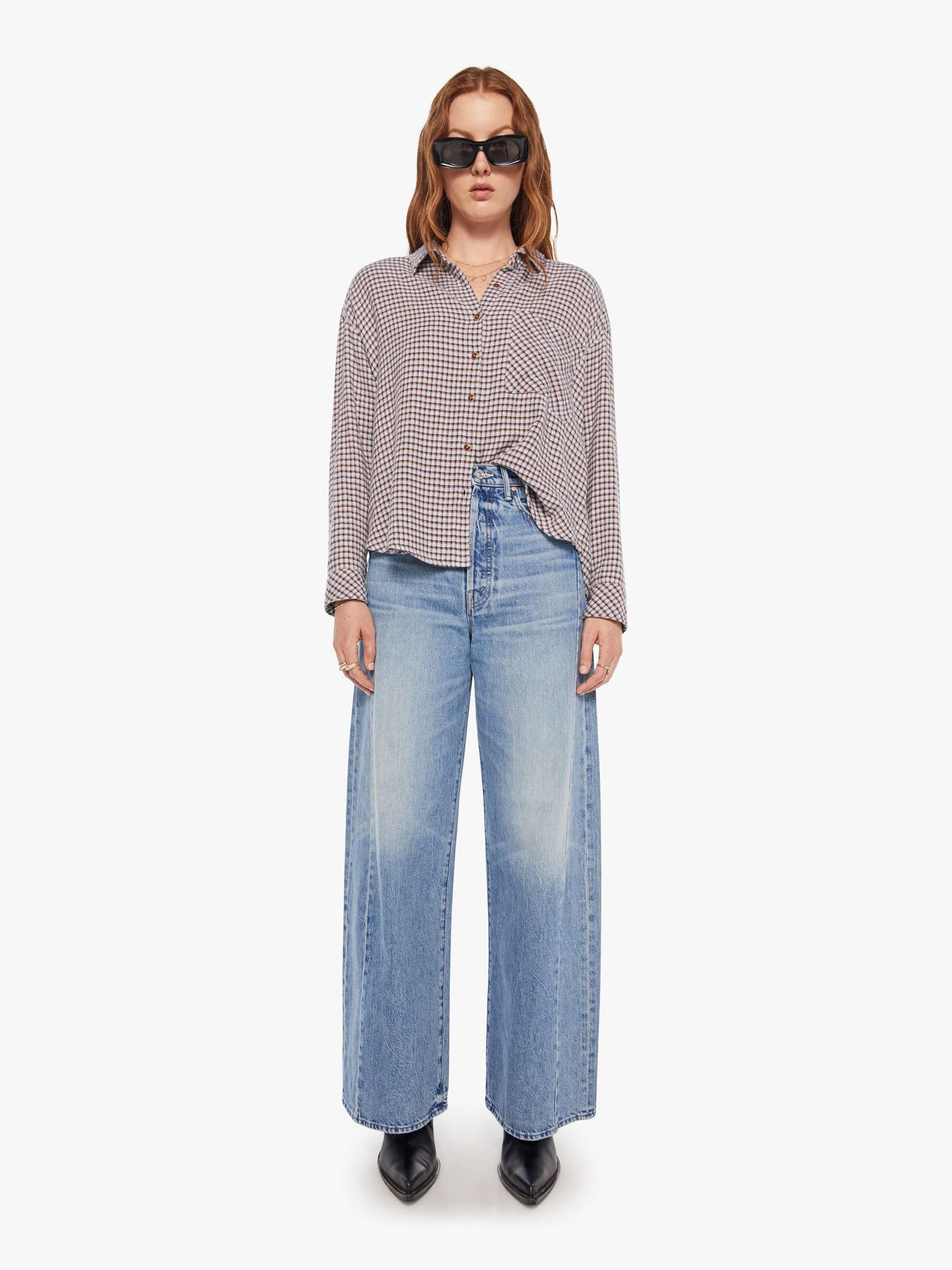Mother Denim XiRENA Jordy Shirt BABY BLUE CHECK