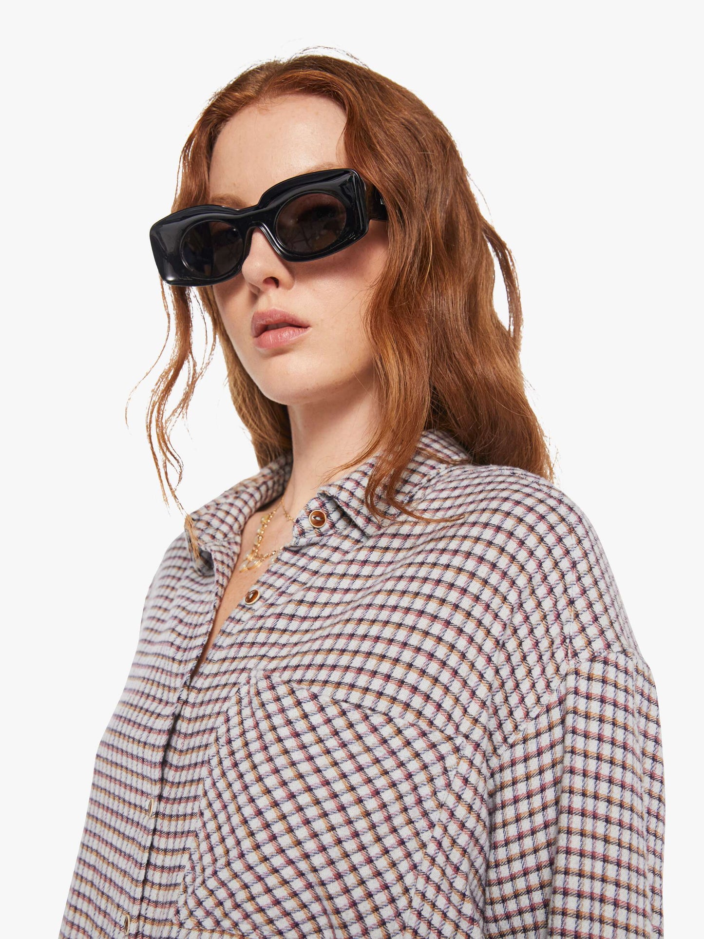 Mother Denim XiRENA Jordy Shirt BABY BLUE CHECK
