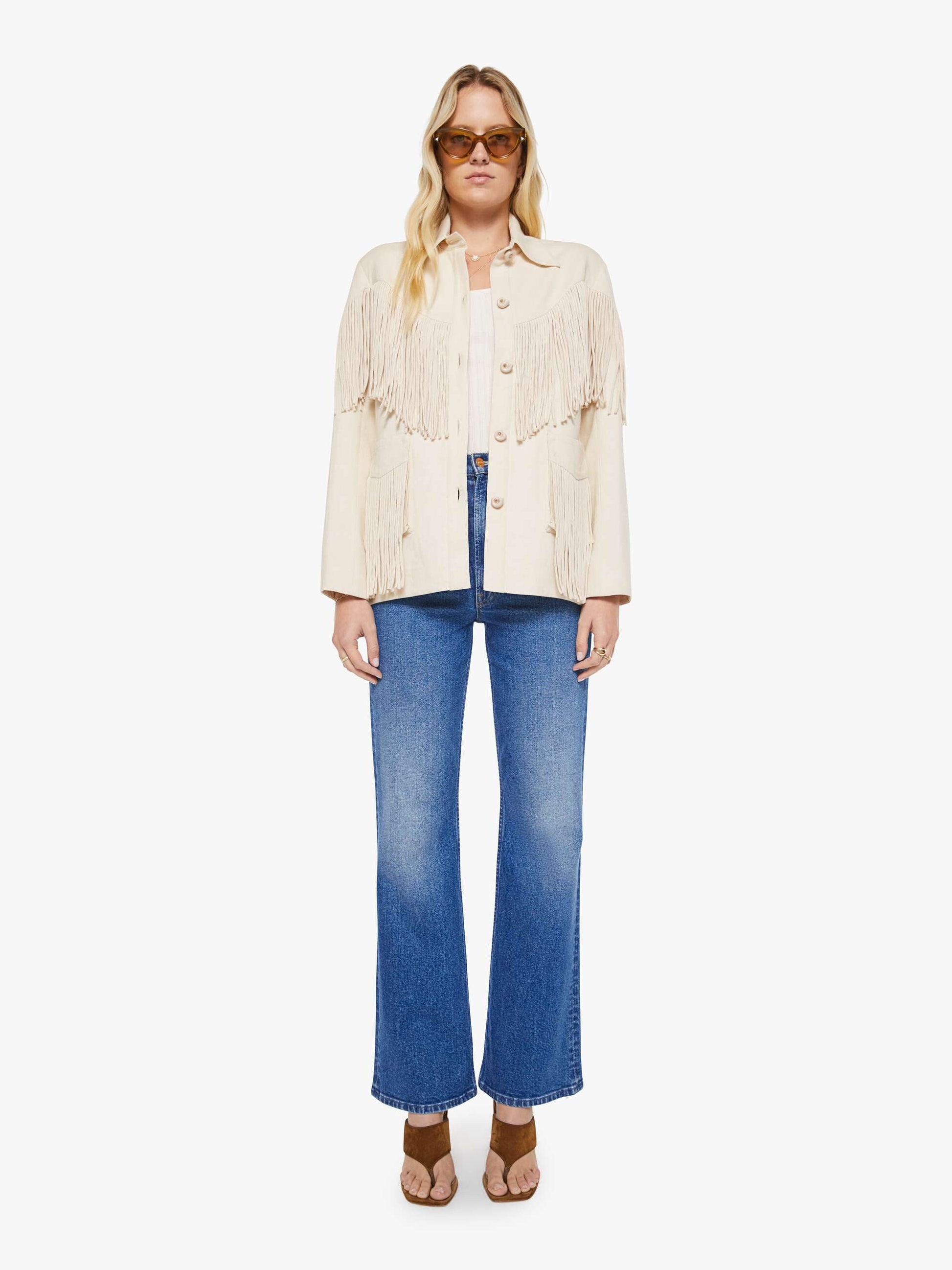 Mother Denim Alix of Bohemia Jude Fringe Jacket DUNE