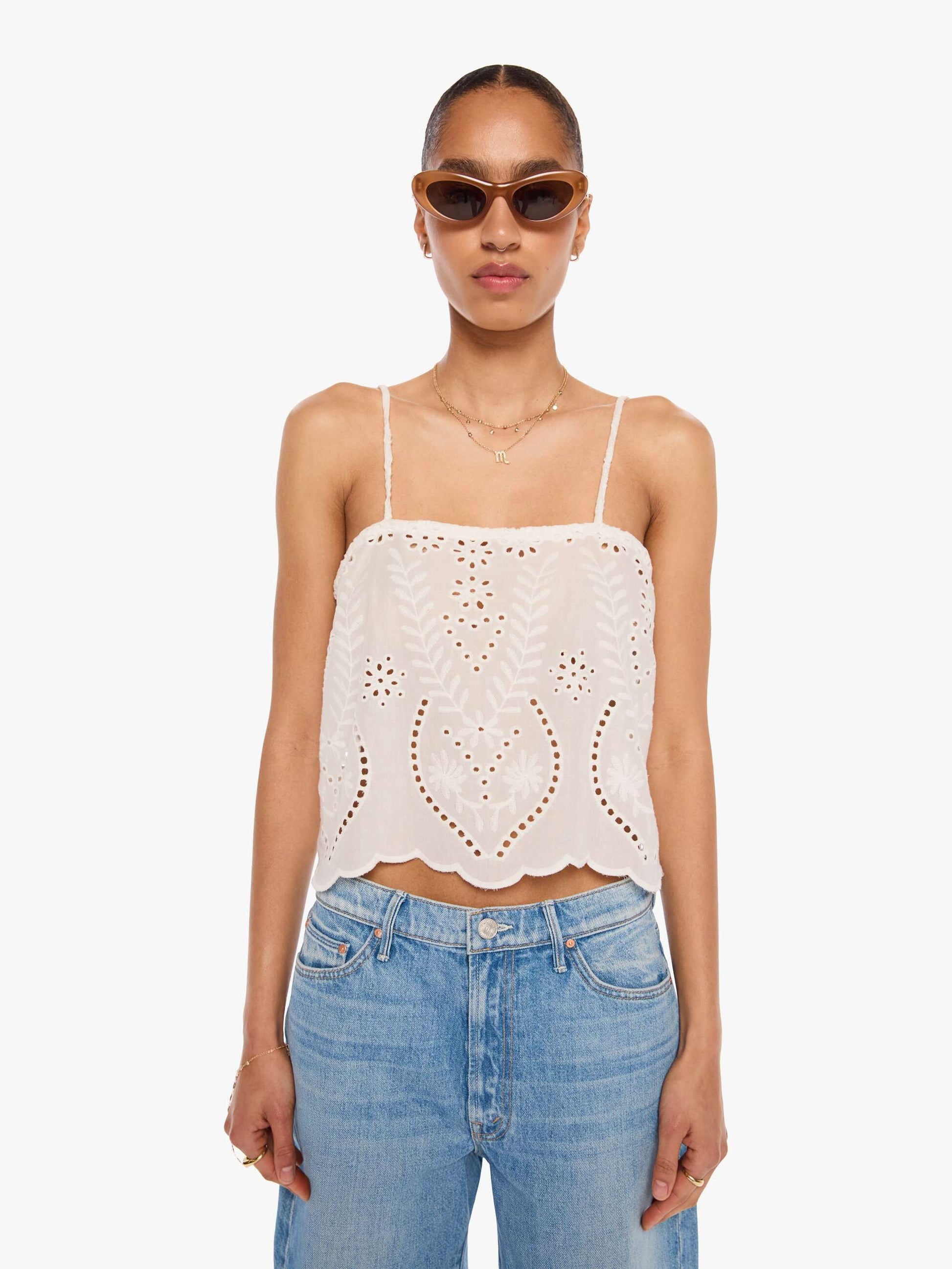 Mother Denim Natalie Martin Fern Cami ATHENA EMBROIDERY SALT