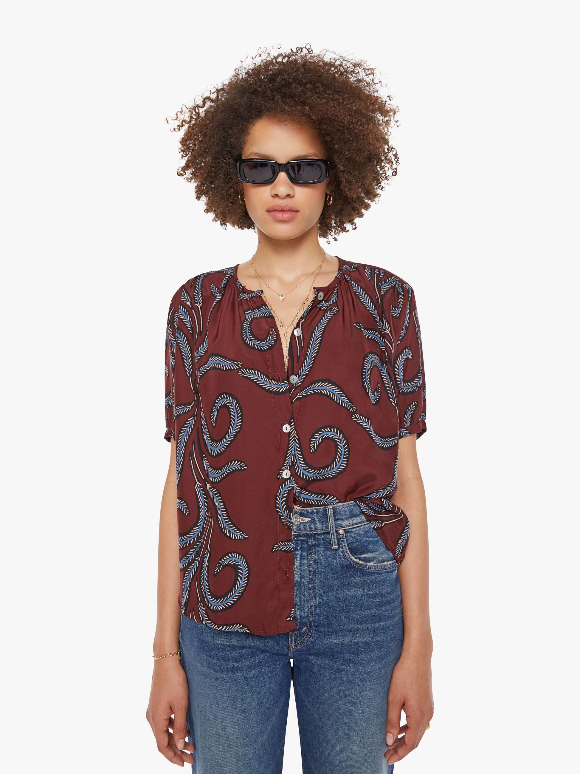 Mother Denim Natalie Martin Violet Top FEATHER BORDEAUX