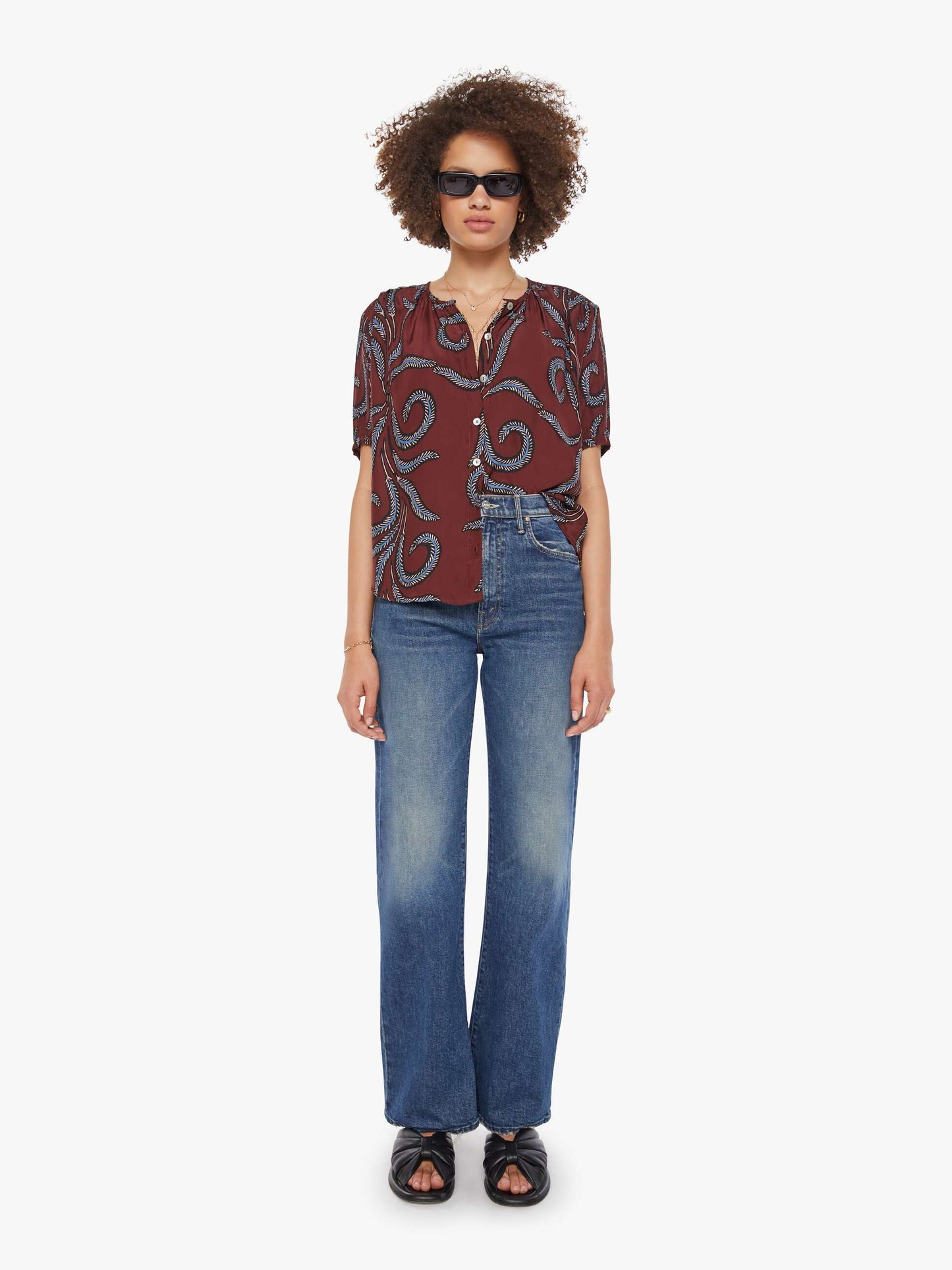 Mother Denim Natalie Martin Violet Top FEATHER BORDEAUX