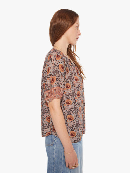 Mother Denim Natalie Martin Violet Top VINTAGE FLOWERS SLATE