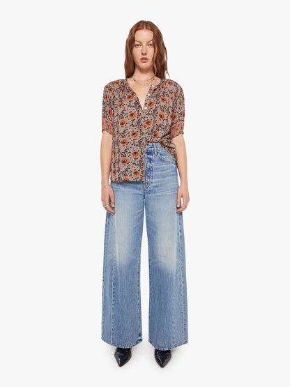 Mother Denim Natalie Martin Violet Top VINTAGE FLOWERS SLATE