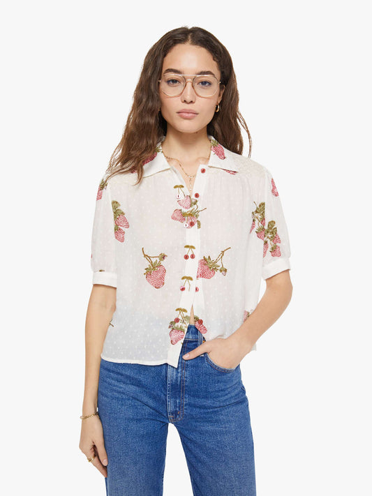Mother Denim Alix of Bohemia Peyton Shirt STRAWBERRY DOT