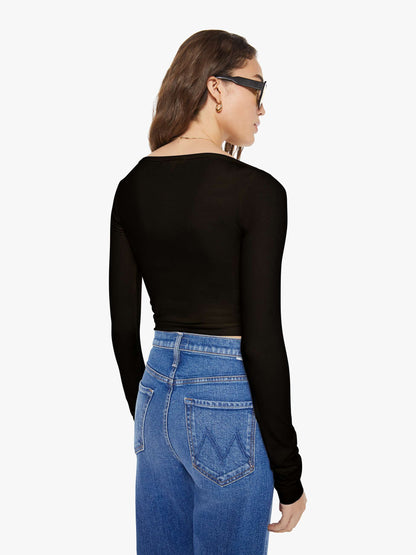 Mother Denim Eterne Long Sleeve Boatneck Top Black