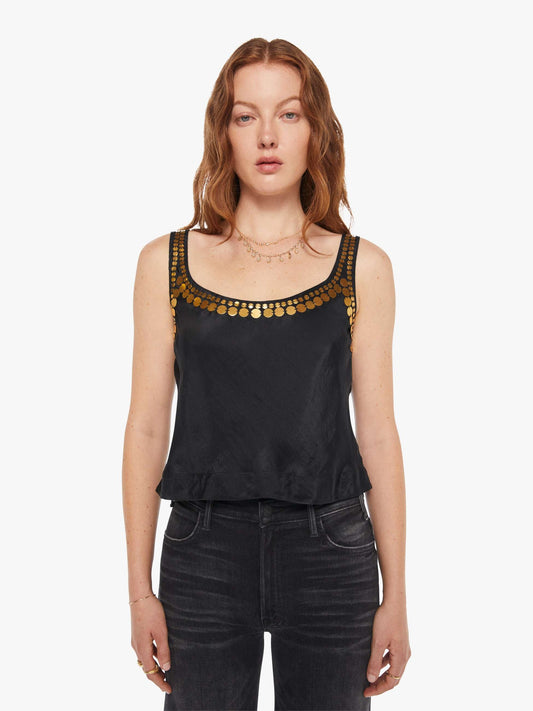 Mother Denim Alix Of Bohemia Fiona Gilded Coin Top Black