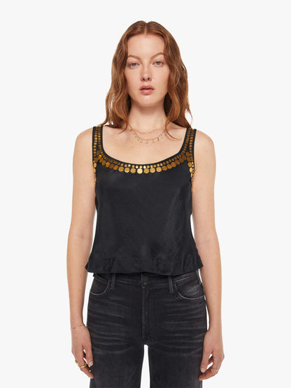 Mother Denim Alix Of Bohemia Fiona Gilded Coin Top Black