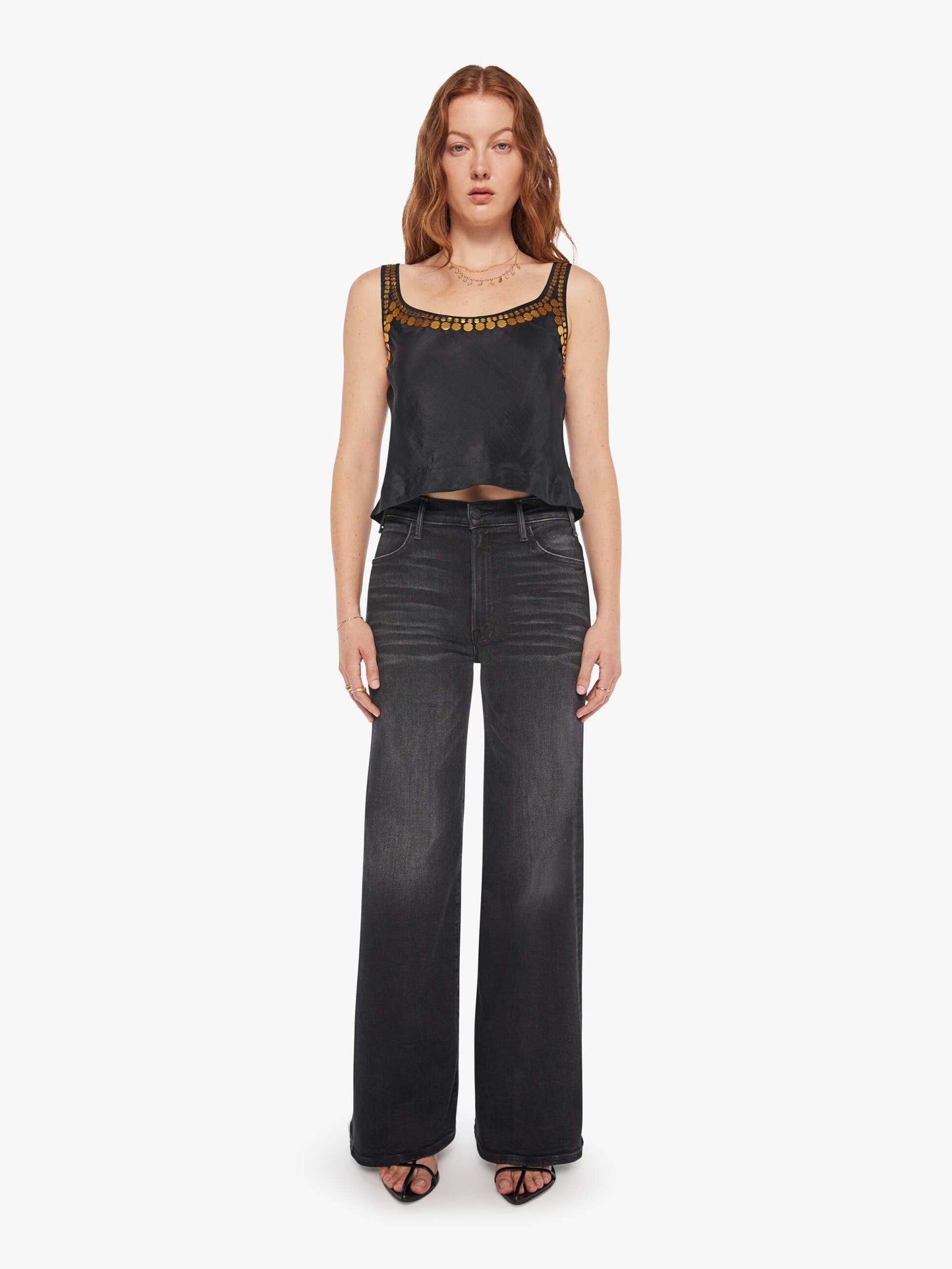 Mother Denim Alix Of Bohemia Fiona Gilded Coin Top Black