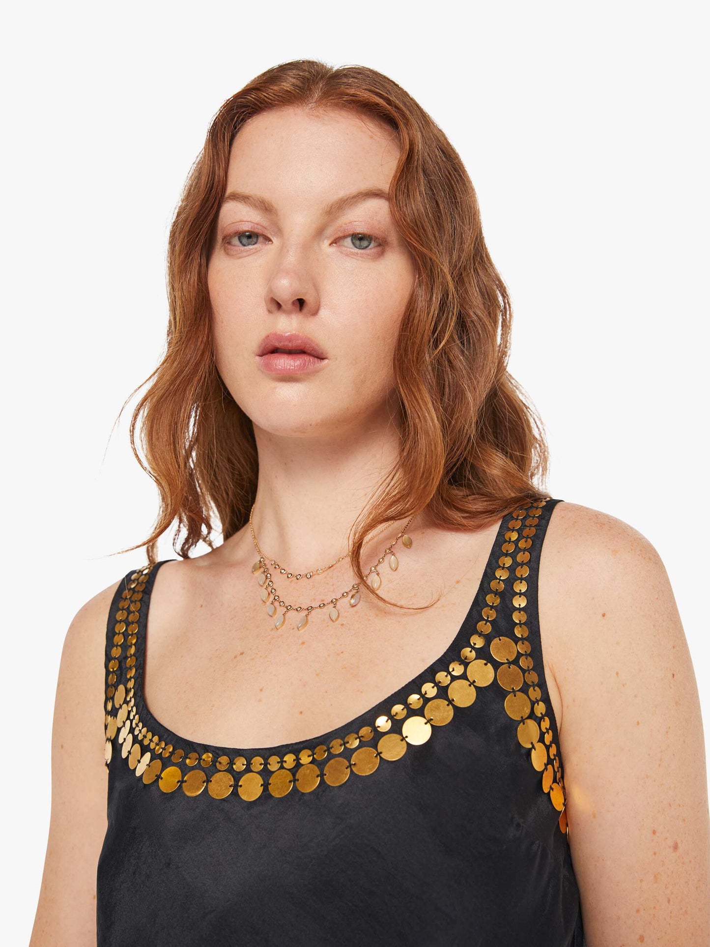 Mother Denim Alix Of Bohemia Fiona Gilded Coin Top Black
