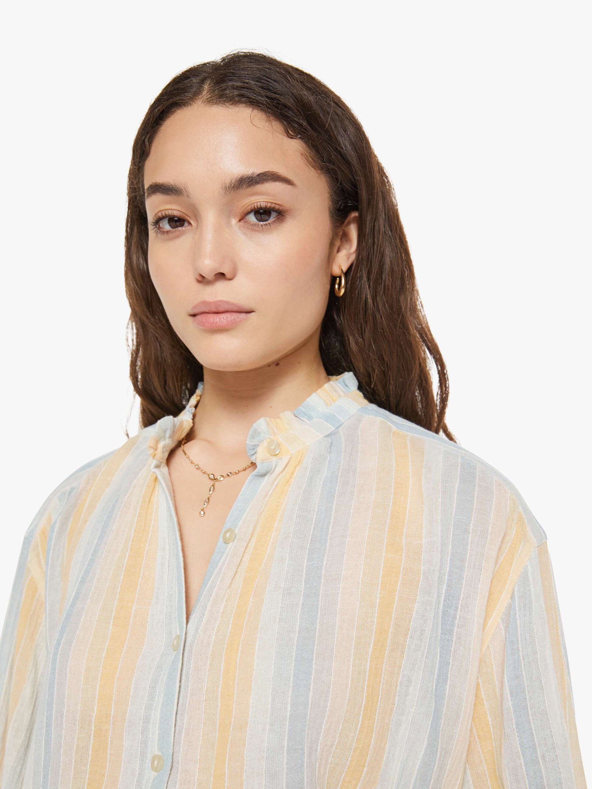 Mother Denim Alix of Bohemia Poet Blouse SUNWASH STRIPE