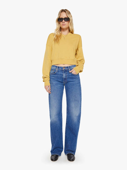 Mother Denim Eterne Cropped V-Neck Sweatshirt Beige (Khaki)