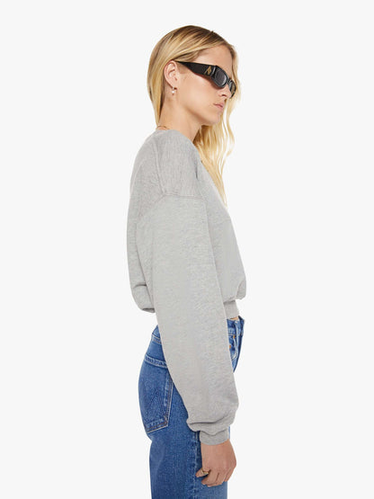 Mother Denim Eterne Cropped Crewneck Sweatshirt Grey (Open)
