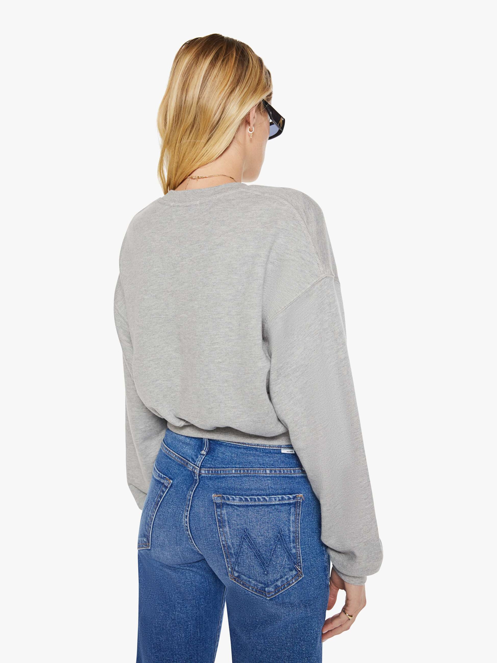 Mother Denim Eterne Cropped Crewneck Sweatshirt Grey (Open)