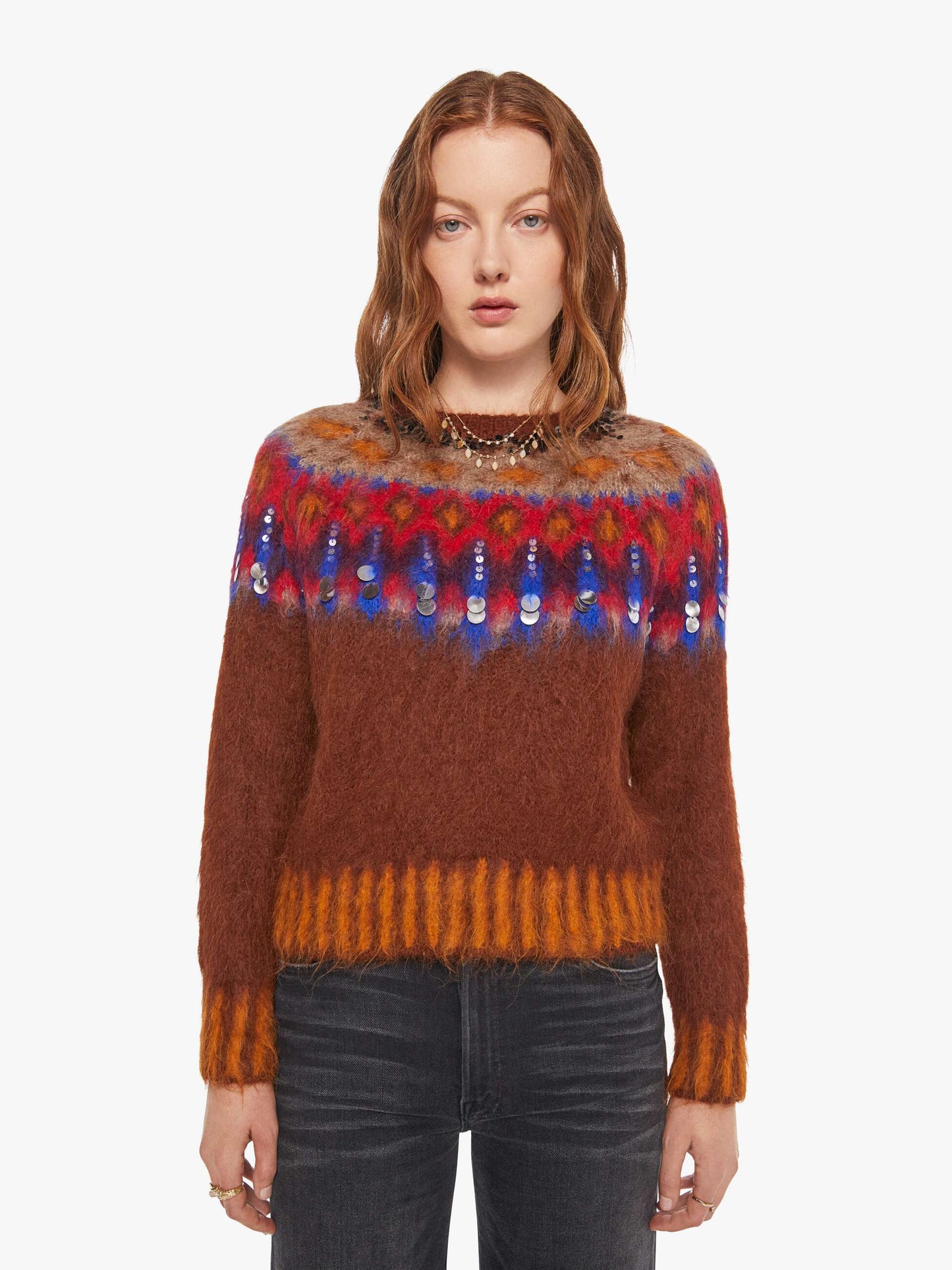 Mother Denim Maria Cher Brookside Creek Sweater BRICK