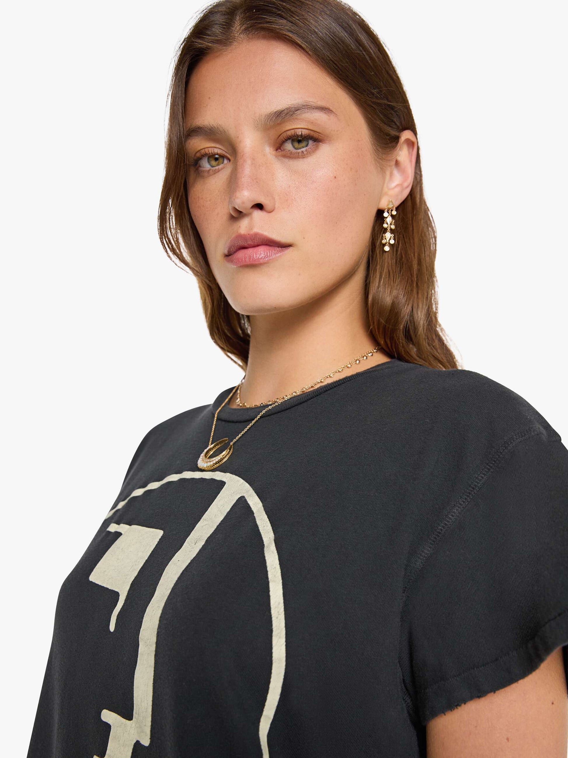 Mother Denim MadeWorn Bauhaus Tee Black (Charcoal)