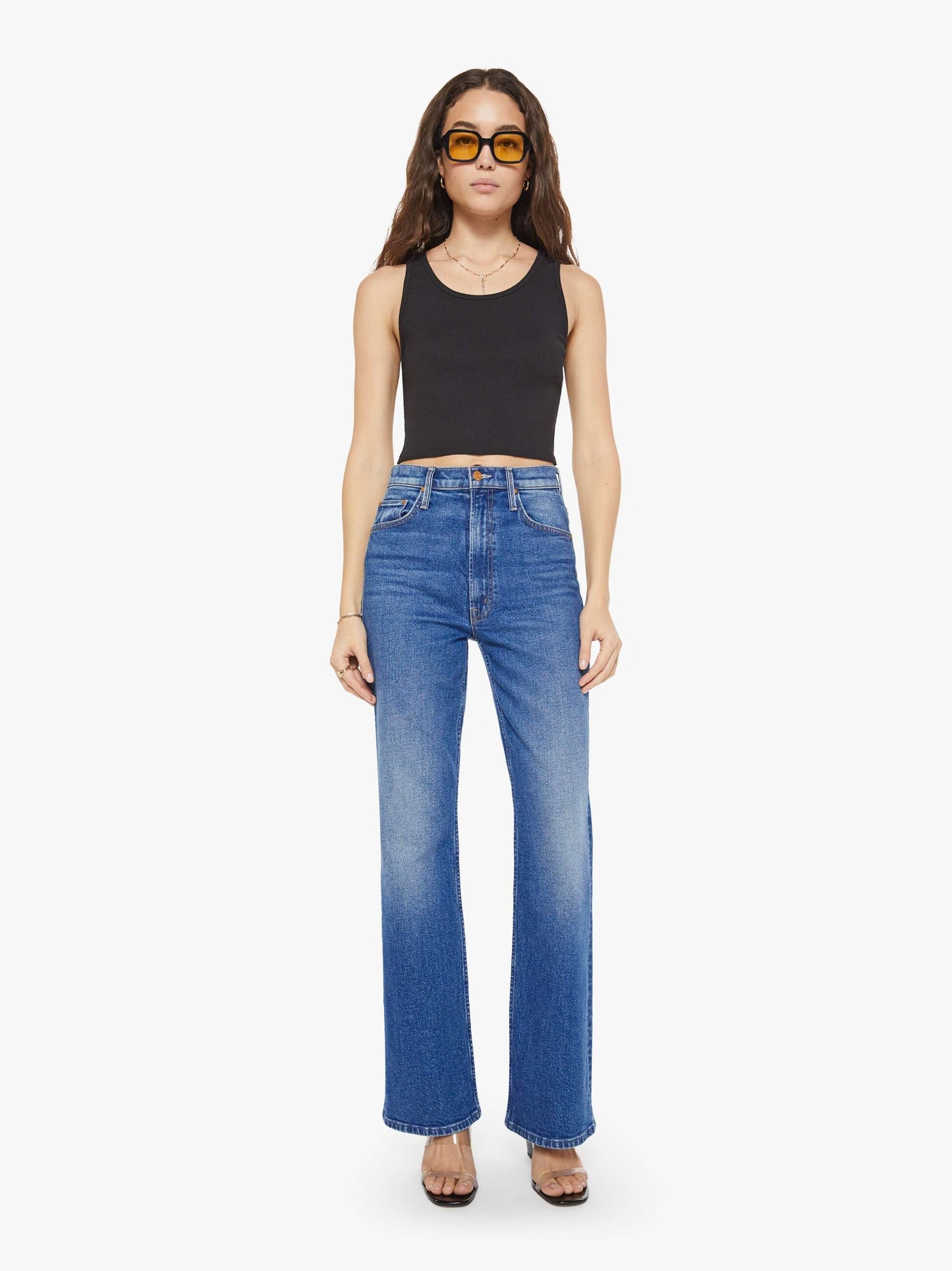 Mother Denim Eterne Cropped Scoop Neck Tank Black