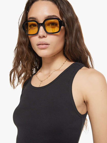 Mother Denim Eterne Cropped Scoop Neck Tank Black