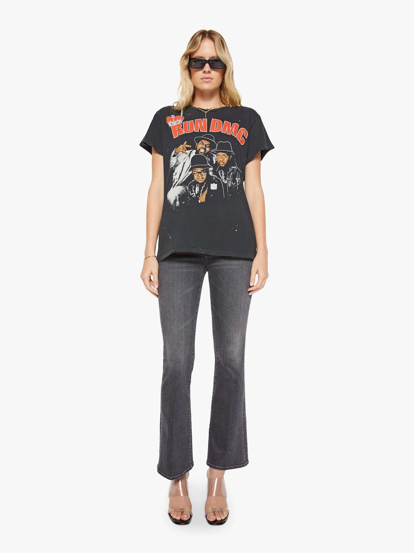 Mother Denim MadeWorn Run DMC Tee Black (Charcoal)