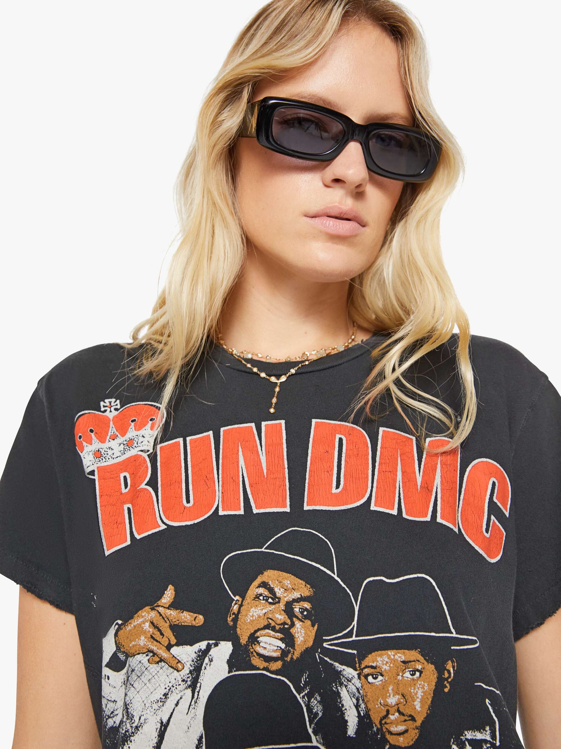 Mother Denim MadeWorn Run DMC Tee Black (Charcoal)