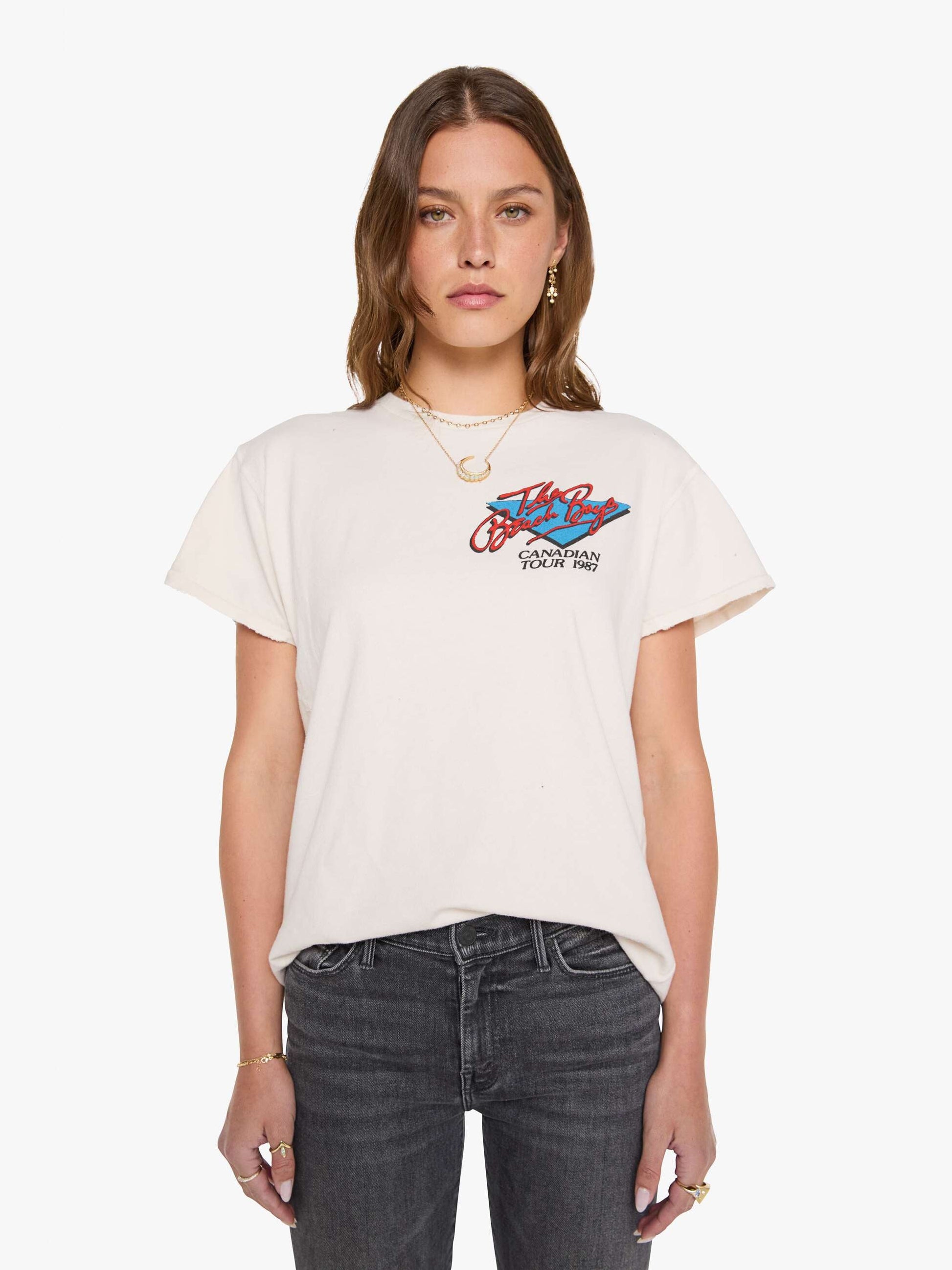 Mother Denim MadeWorn The Beach Boys Tees White (Natural)