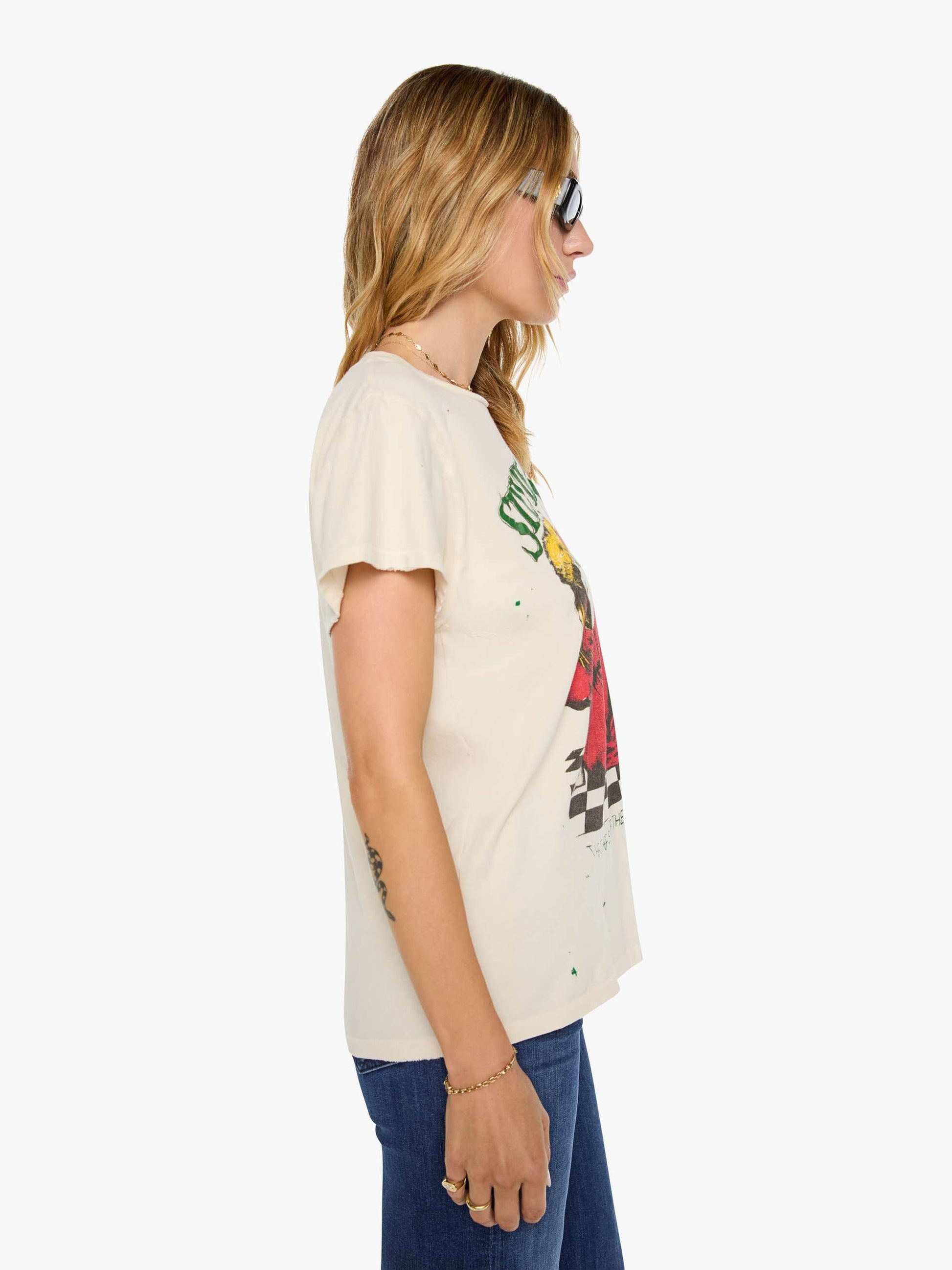 Mother Denim MadeWorn Stevie Nicks Tee Beige (Light)
