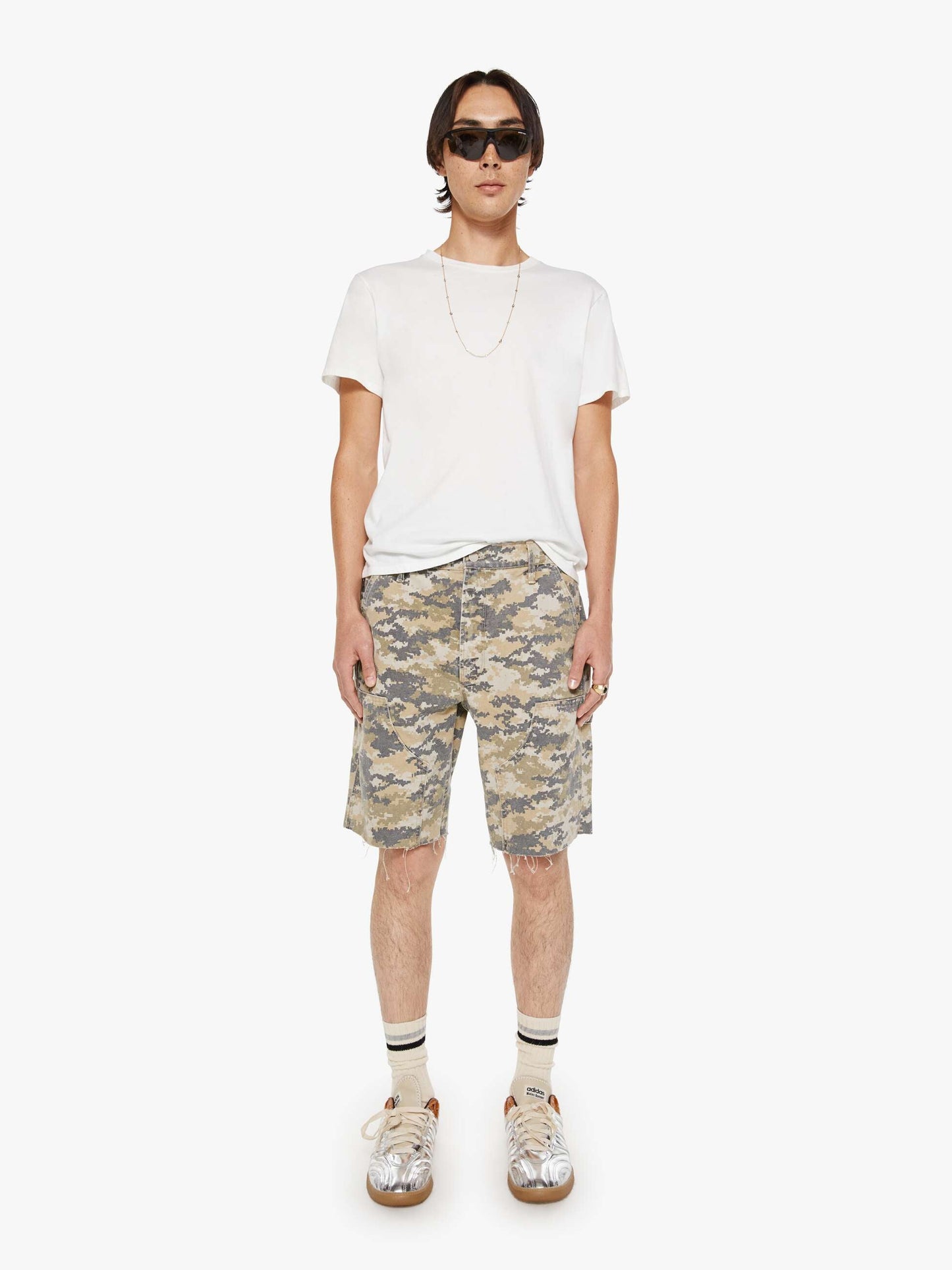 Mother Denim The Bees Knees Short Fray What The Duck Camo