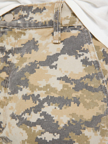 Mother Denim The Bees Knees Short Fray What The Duck Camo