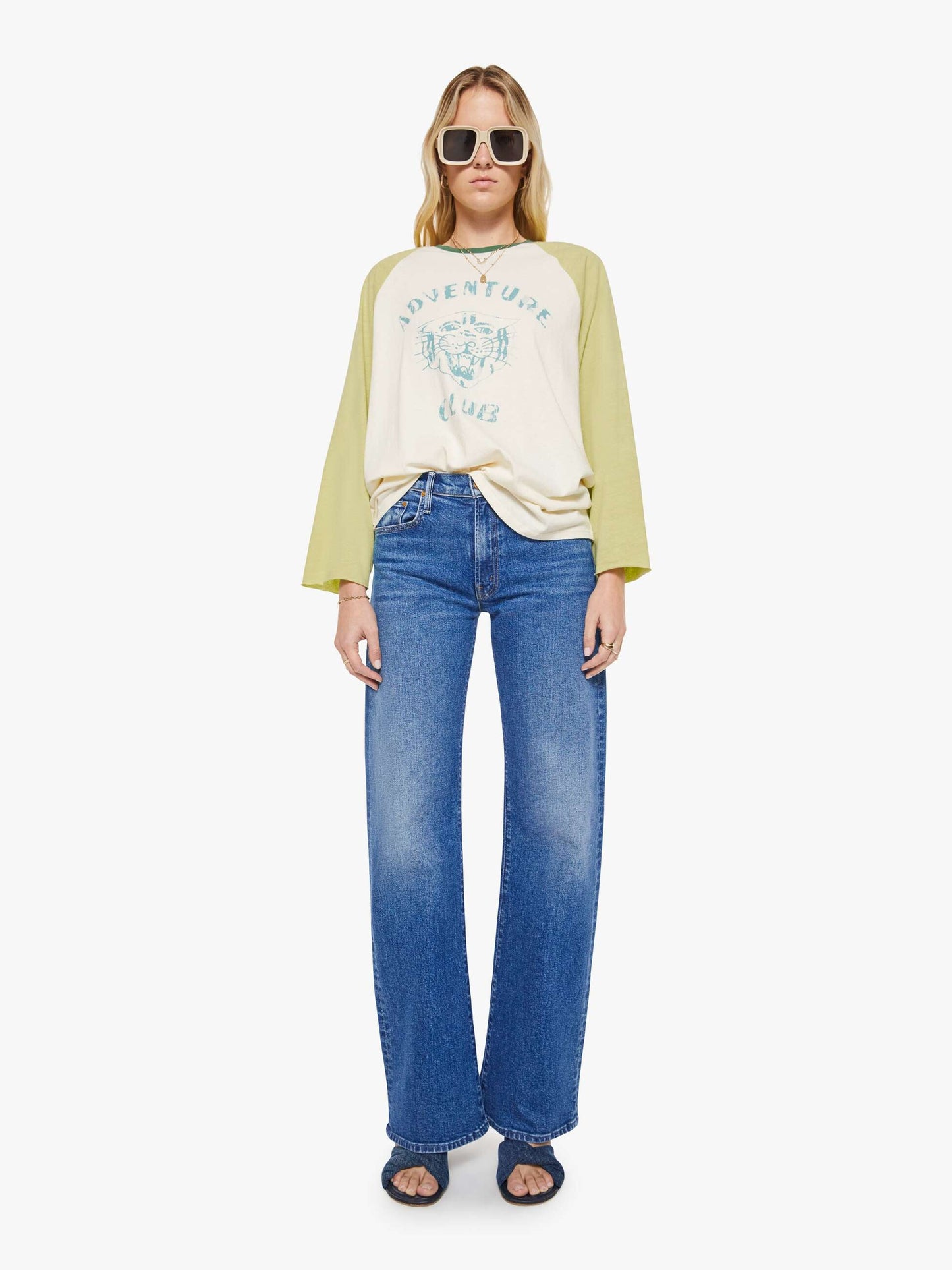 Mother Denim The Slugger 3Qtr Fray Green (Light-Pastel)