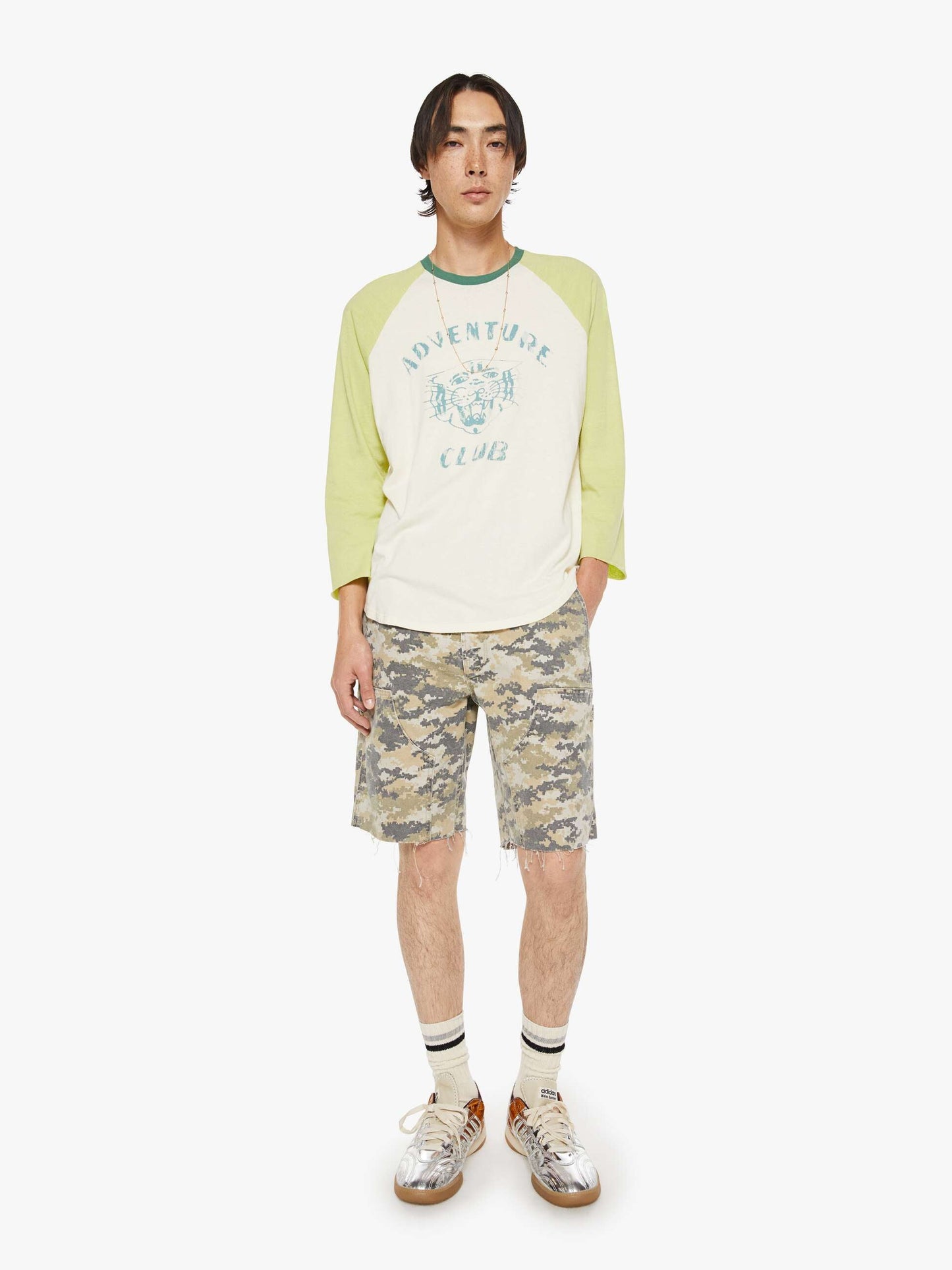 Mother Denim The Slugger 3Qtr Fray Green (Light-Pastel)