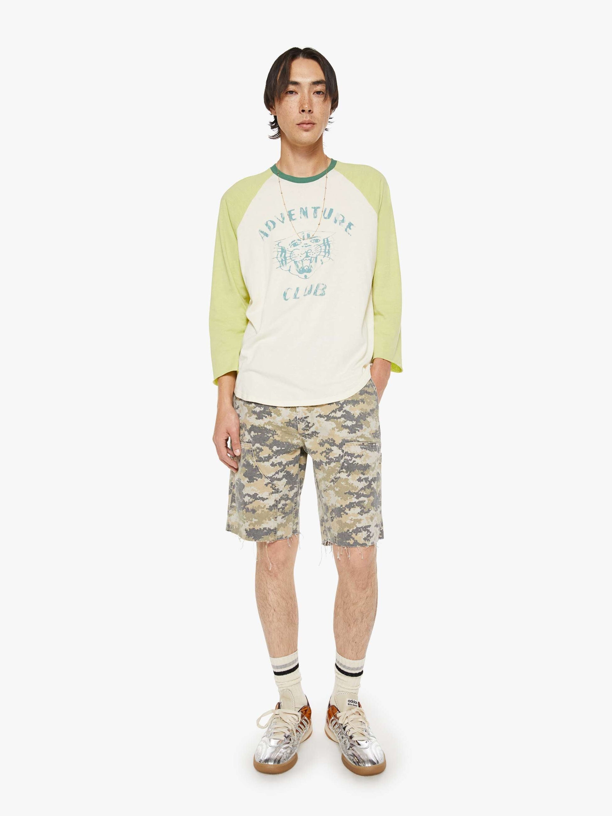 Mother Denim The Slugger 3Qtr Fray Green (Light-Pastel)