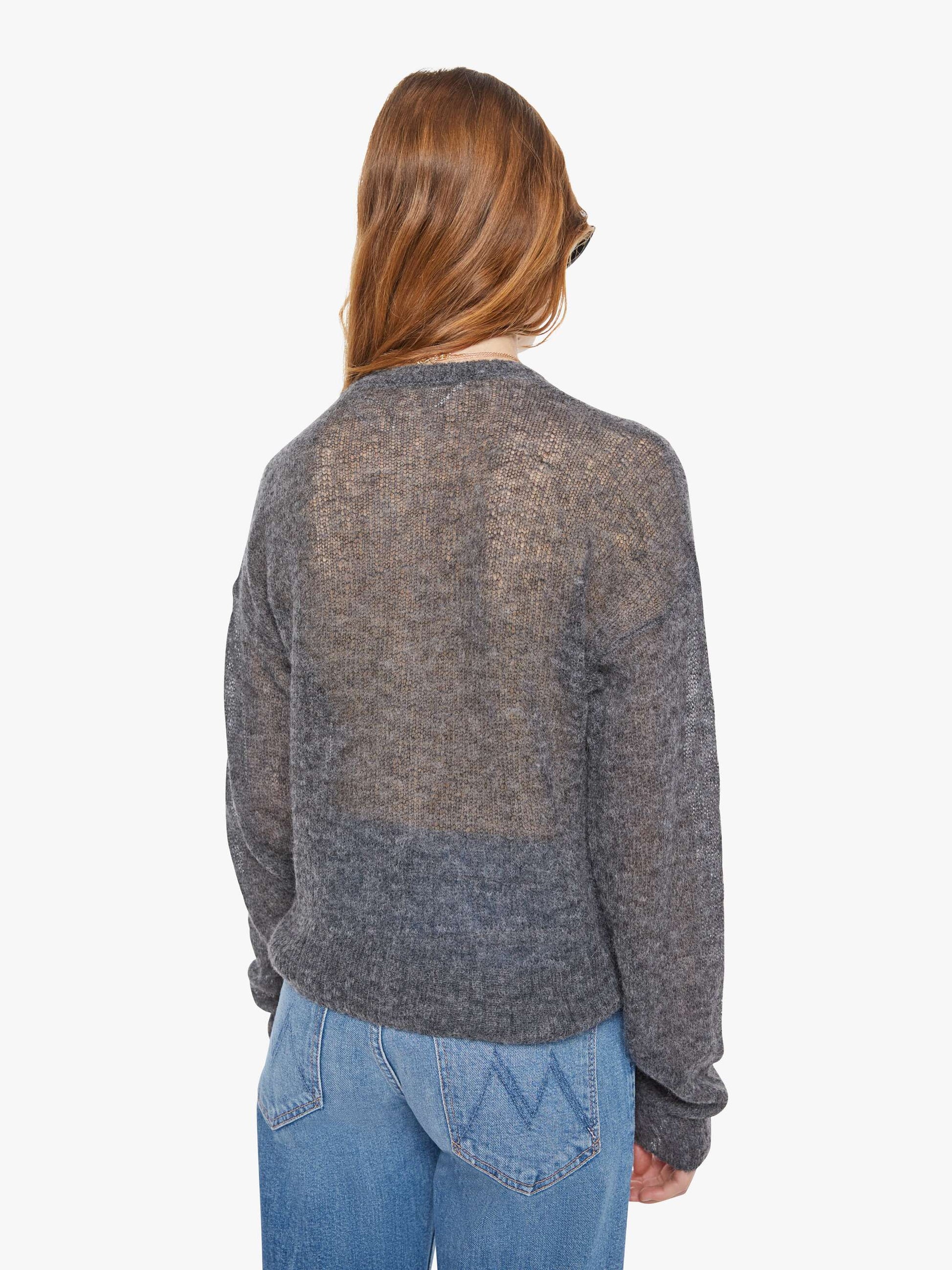 Mother Denim The Crop Cardigan Grey