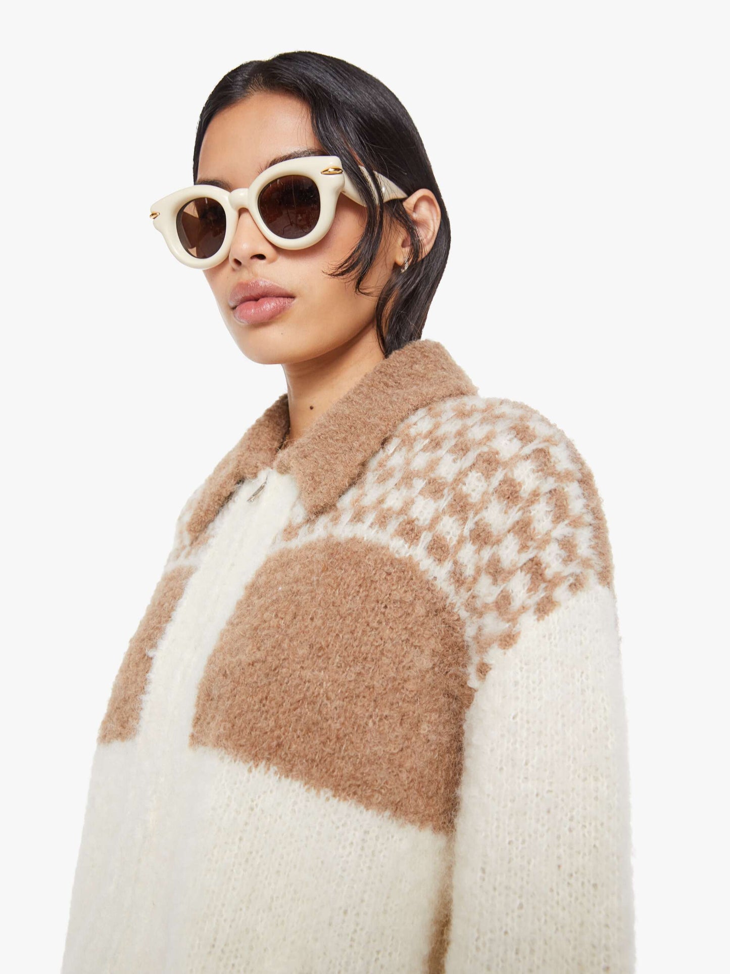 Mother Denim The Zip Raquette Cardigan Fluff Back