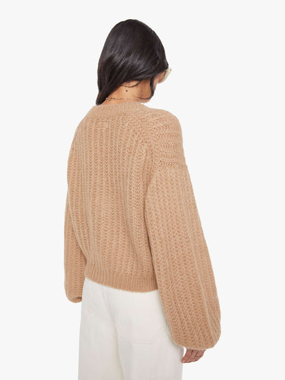 Mother Denim The Puffy Sleeve Varsity Cardigan Brown (Light-Pastel)