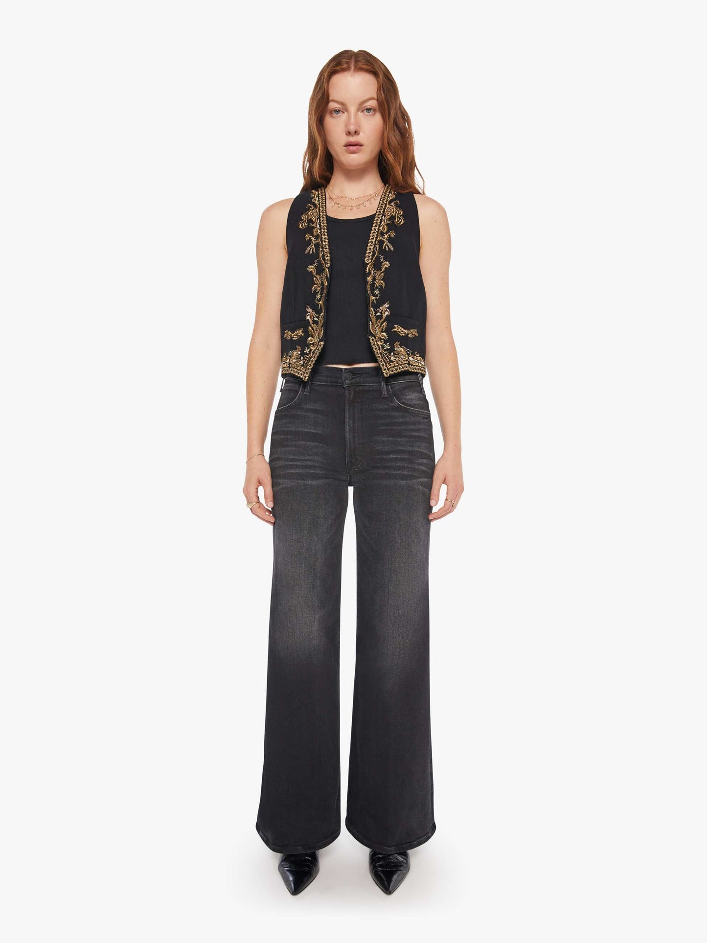 Mother Denim Maria Cher Selena Vest Black