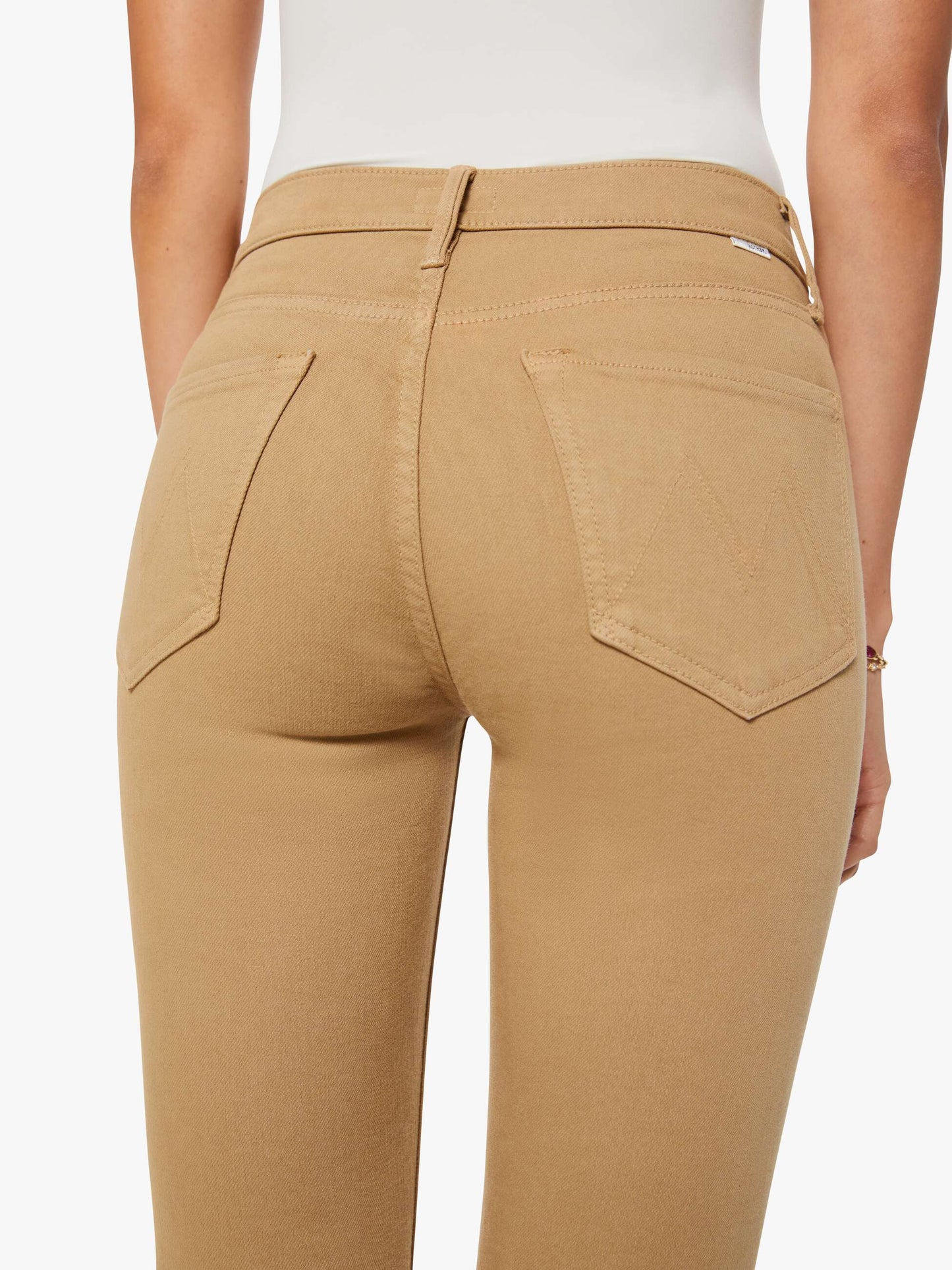 Mother Denim The Mid Rise Dazzler Ankle Fray Beige (Light)