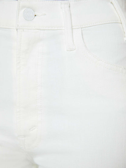 Mother Denim PETITES The Lil Hustler Ankle Fray White