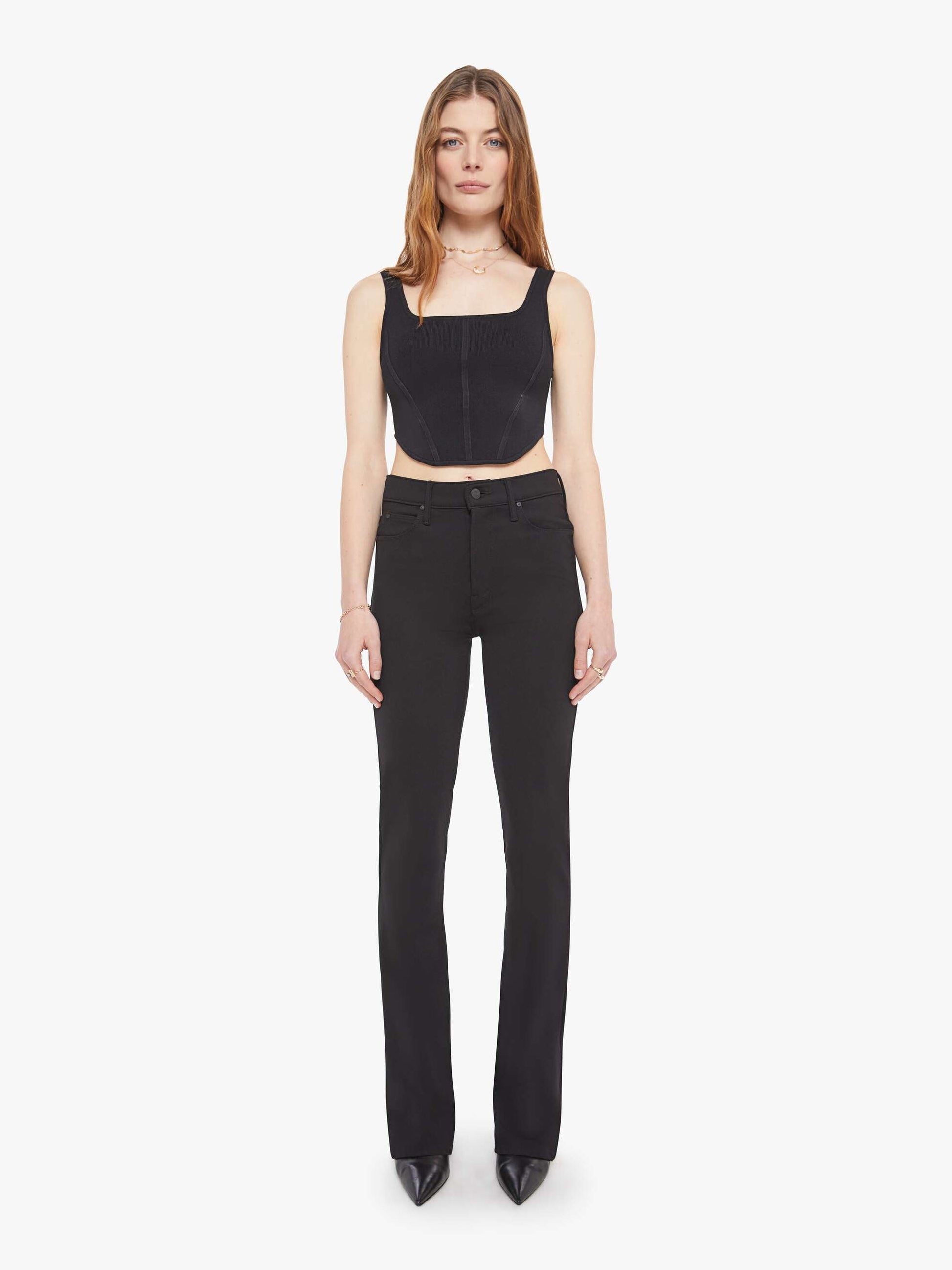 Mother Denim High Waisted Runaway Black