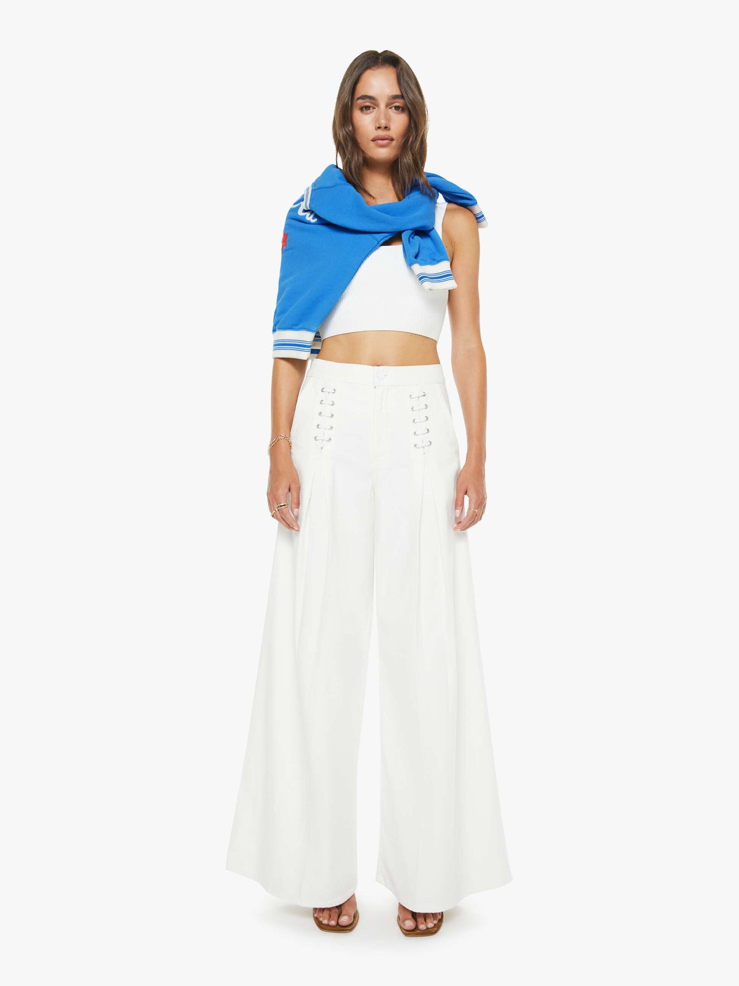 Mother Denim The Undercover Lace Up Sneak White