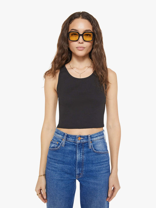 Mother Denim Eterne Cropped Scoop Neck Tank Black