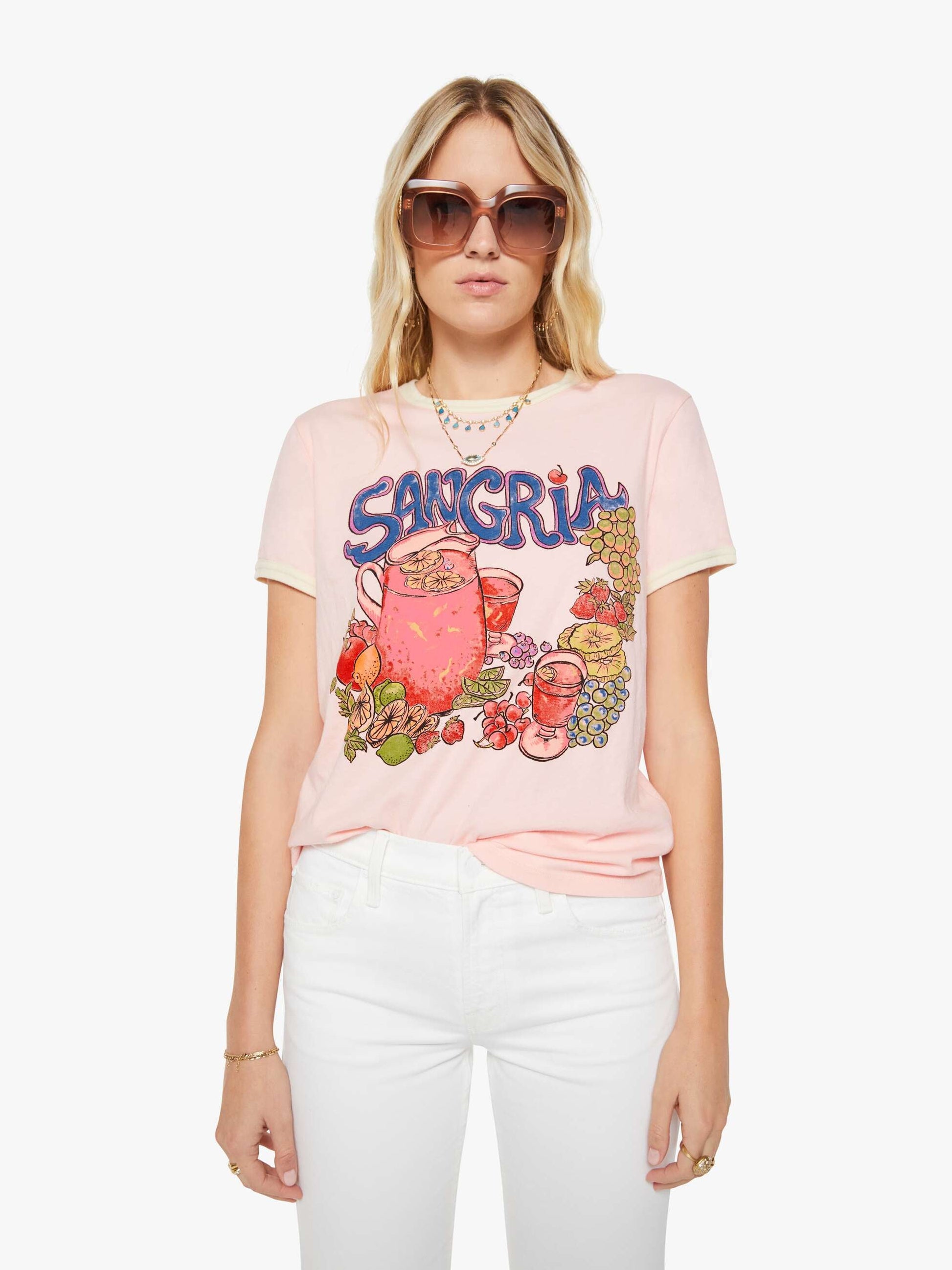 Mother Denim The Lil Goodie Ringer Sangria