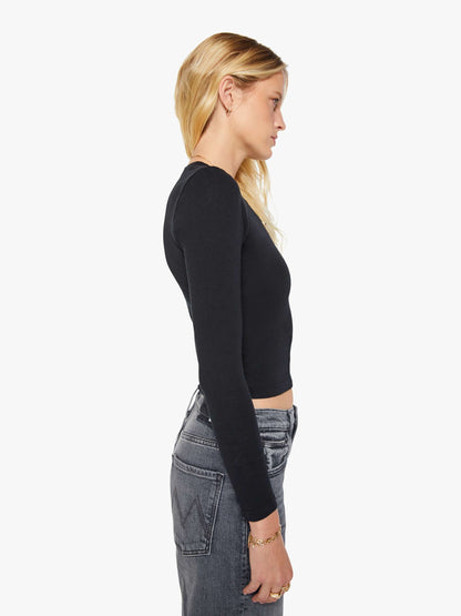 Mother Denim The L/S Itty Bitty Crop Black