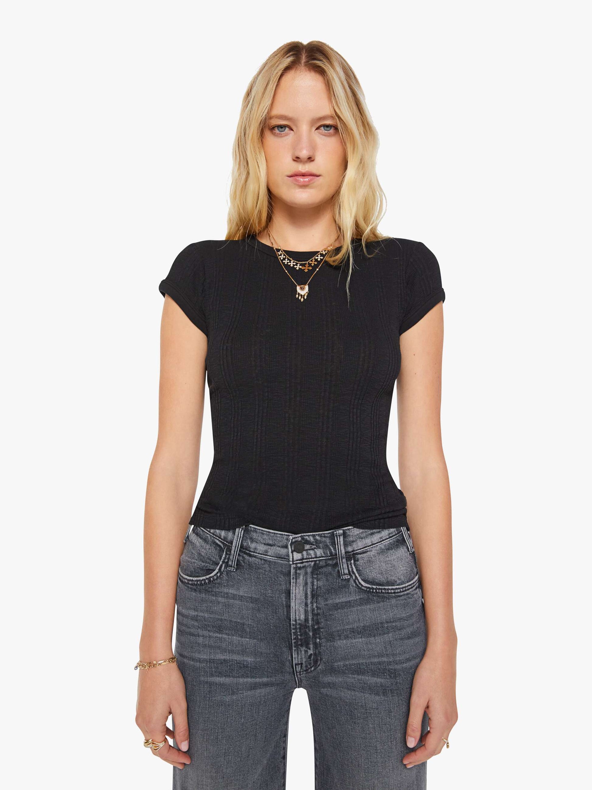 Mother Denim The Itty Bitty Ringer Black
